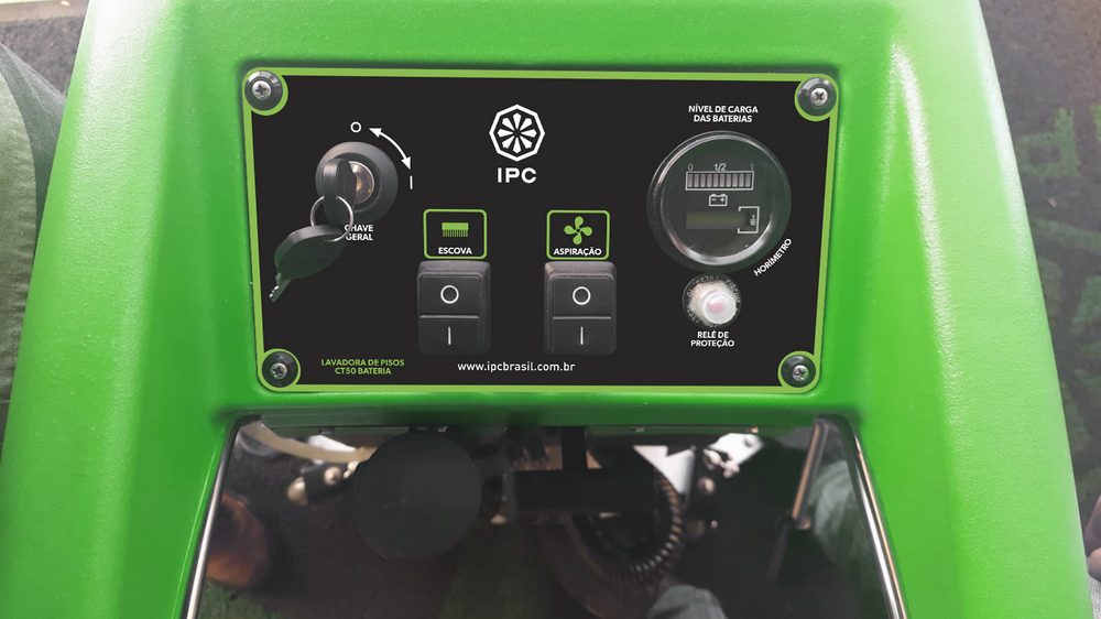 Painel de controle da CT50, à bateria